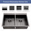 Évier de cuisine à double cuve à montage sur plan - Évier de cuisine à double cuve en acier inoxydable de calibre 16 avec deux cuves profondes de 33 po x 22 po x 9 po
