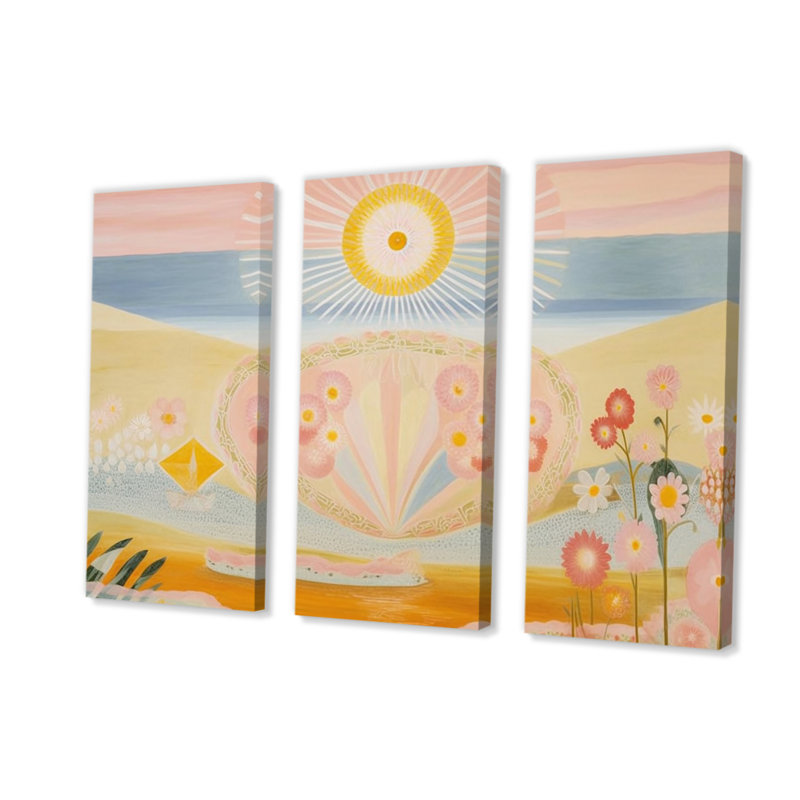 Impression spirituelle rétro sur toile 3 pièces, H 28 po x l 36 po x P 1 po