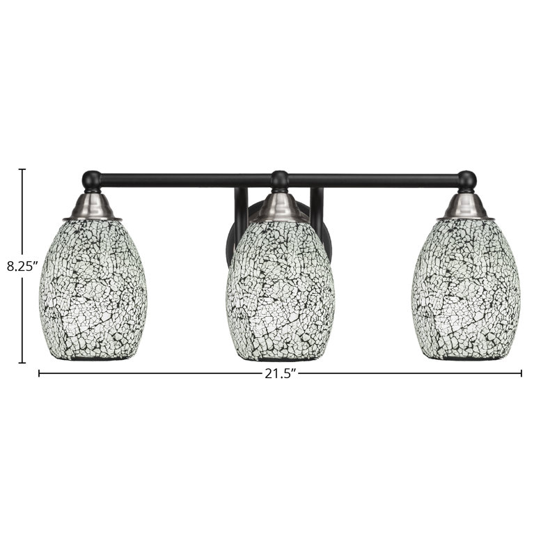 Barre d'éclairage de salle de bain 3 lumières Michell, Noir mat / nickel brossé, Noir