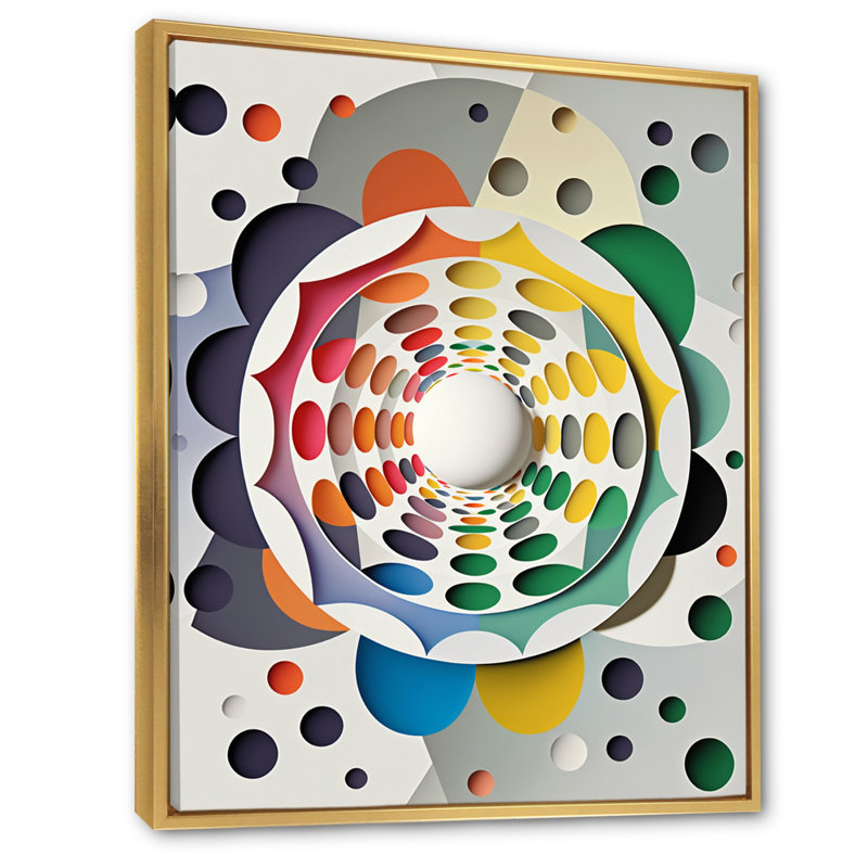 Métamorphose géométrique de l'éveil - Décoration murale géométrique moderne, H 32 po x l 24 po x P 1 po, Cadre flottant doré