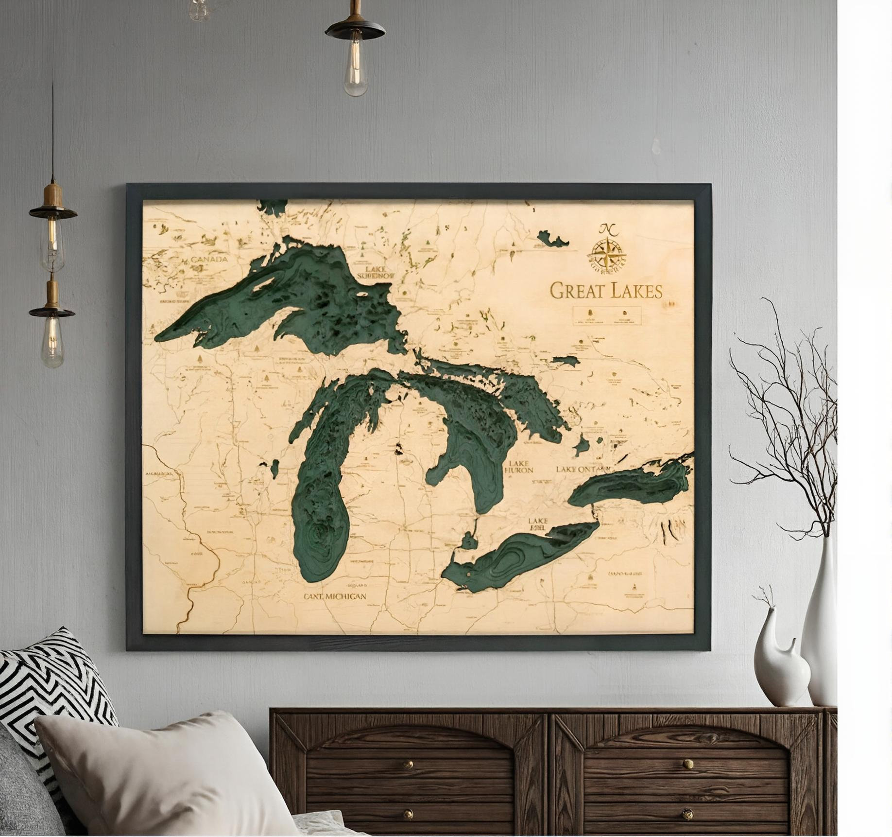 Trinx Nautical 3-D Wall Map - Great Lakes - Wayfair Canada