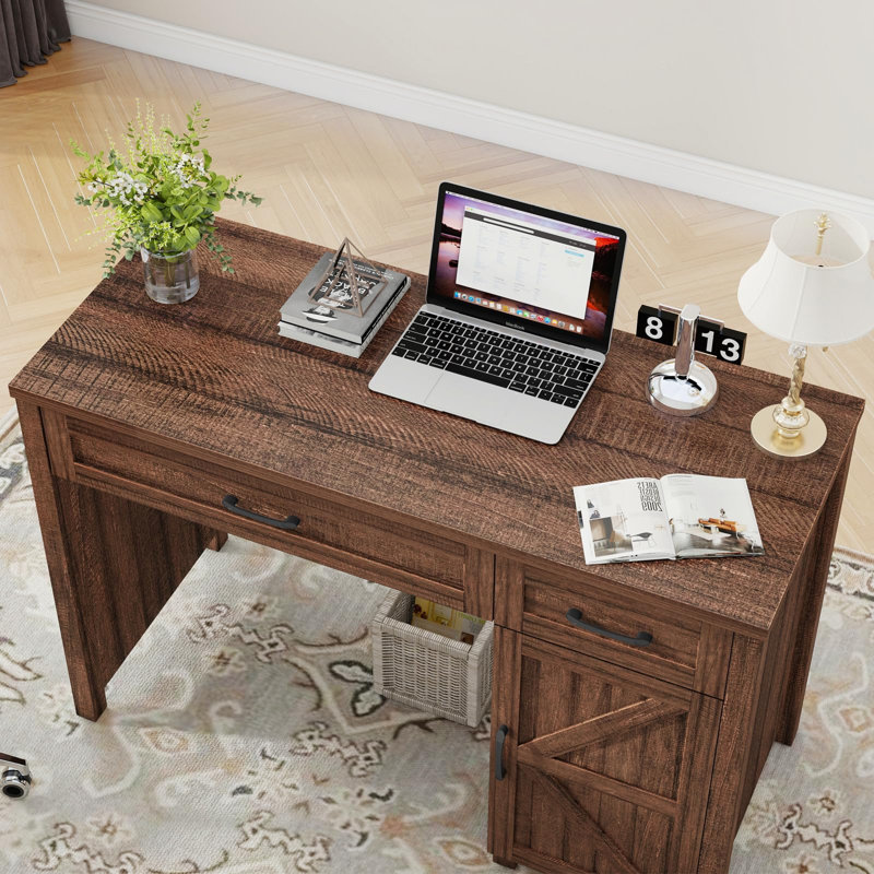 Bureau double caisson Farmhouse, Noir