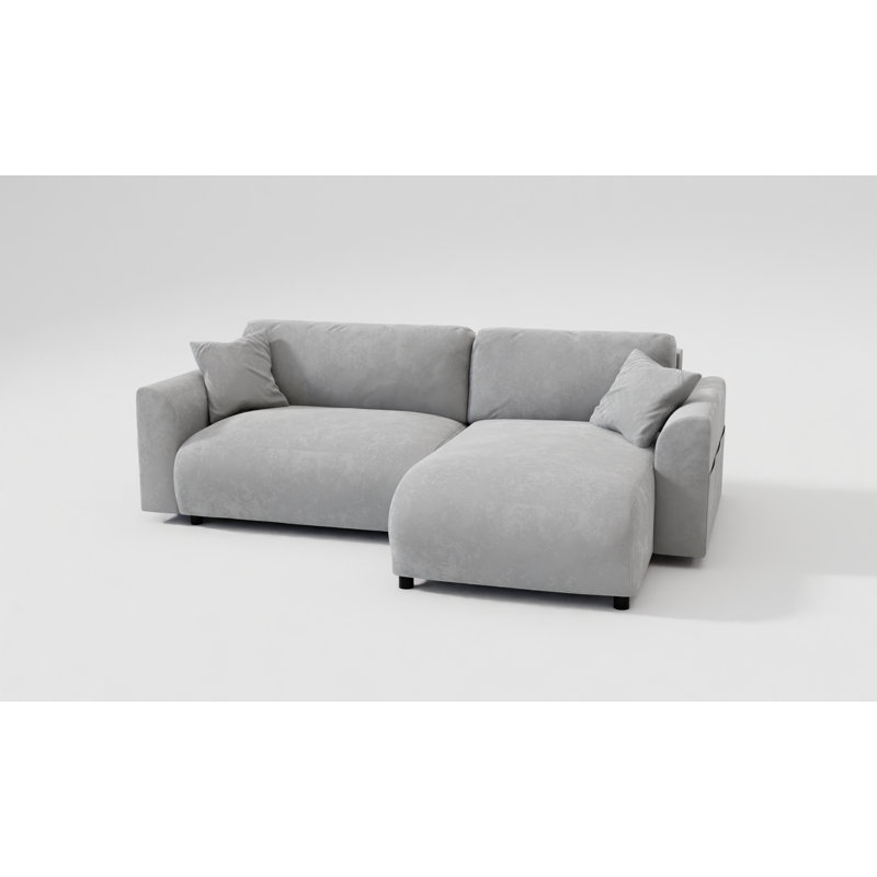 Gianni 4 Seater Velvet Corner Sofa Chaise, Right Hand Facing, Gianni Grey Velvet