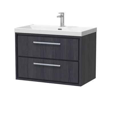 Hudson Reed Lille 800mm Antique Oak 2 Drawer  Wall Hung Vanity Unit With 1 Tap Hole Basin