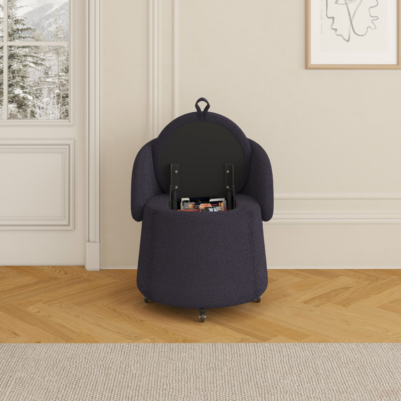 Tabouret de rangement multifonctionnel: conception mobile de 23 po avec accents en molleton rose pour des espaces de chambre à coucher et de salon élégants