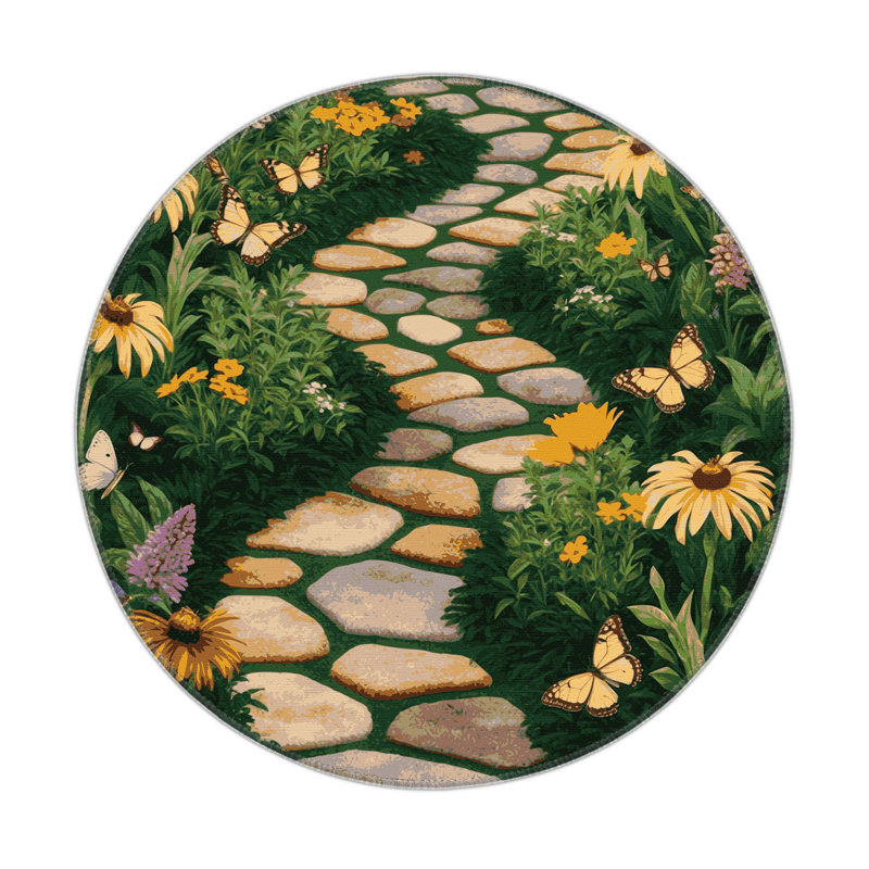 Tapis d'intérieur et d'extérieur vert Nature, Rond 5 pi