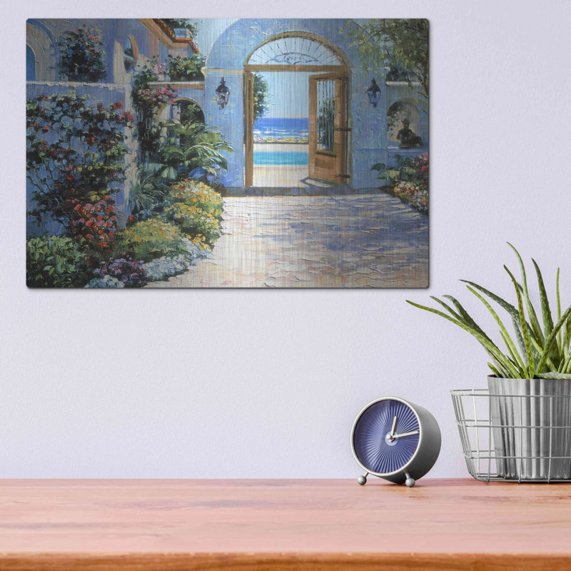 Hotel California par Howard Behrens - peinture sur métal sans cadre, H 12 po x l 16 po x P 0,13 po