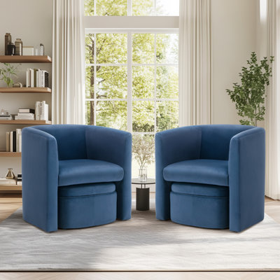 Kyah Upholstered Barrel Chair with Footstool
