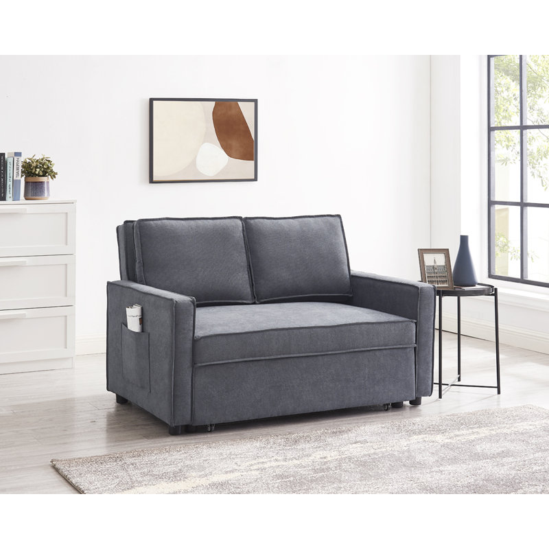 Khilan 2 Seater Polyester Sofa Bed, Dark Grey