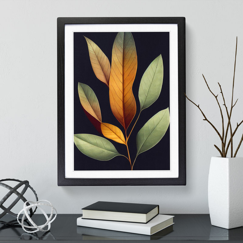 Pretty Leaves Art No.1 - Framed Print, Black Framed, 46cm H x 34cm W x 2cm D