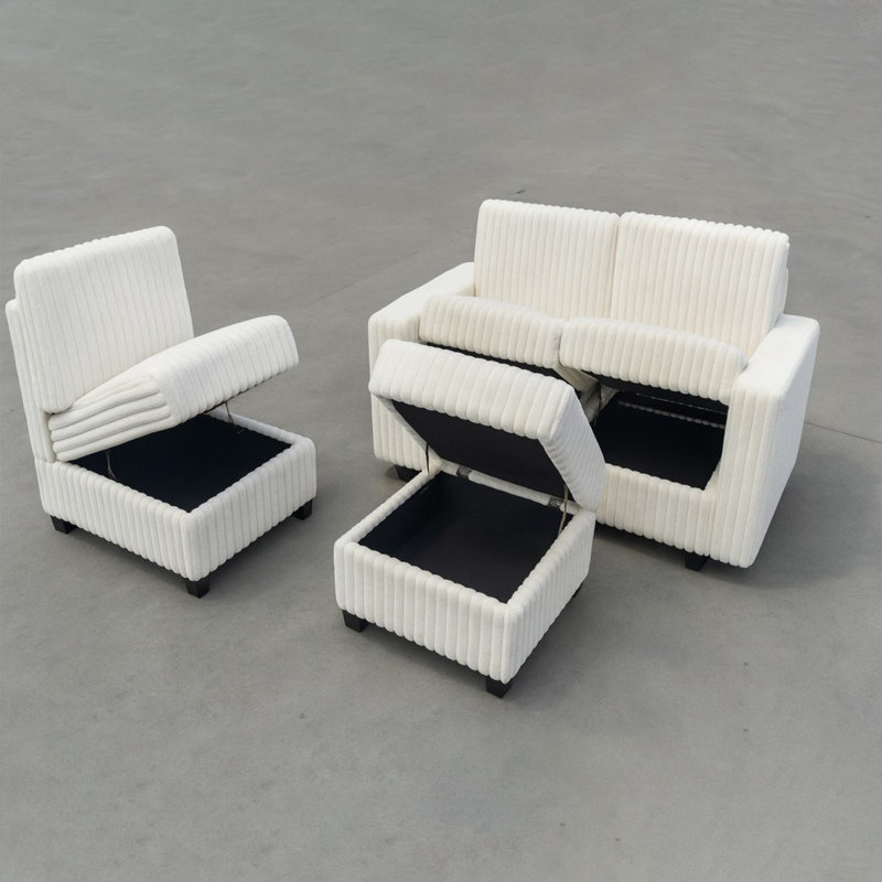 Canapé modulaire Lotus avec rangement, beige