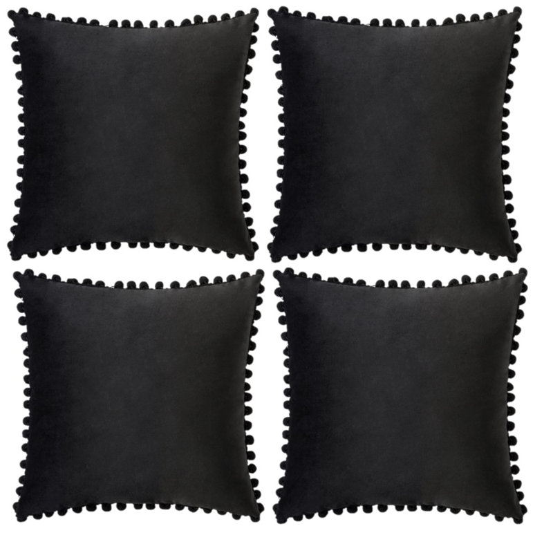 Housse de coussin en velours, Noir, 18 po x 18 po, Housse de coussin seulement - sans coussin