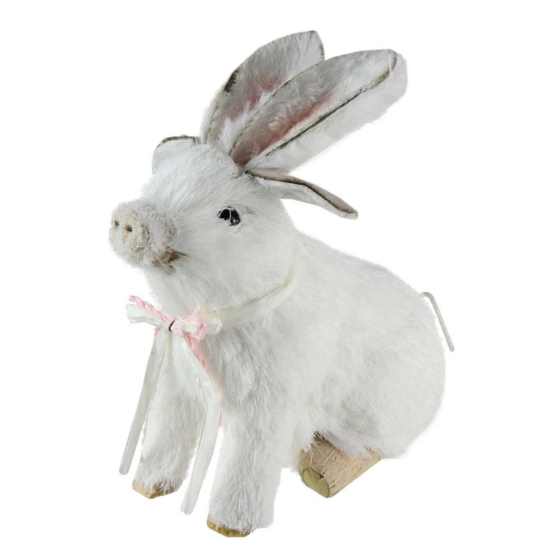 Figurine de printemps 7 po avec porcelet espiègle blanc