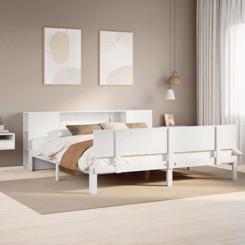 Aquila Solid Wood Bed, 160 x 200 cm, White