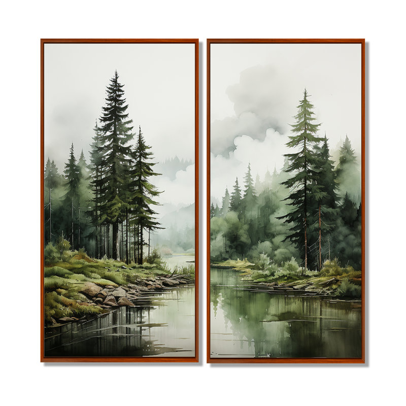 Pin, Silent Wilderness - Pin, art mural, 20" H x 24" W, Impression encadrée flottante, Brown