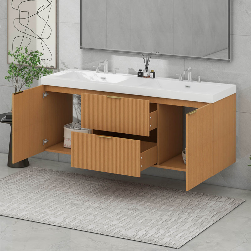 Meuble-lavabo double avec comptoir en résine SMC