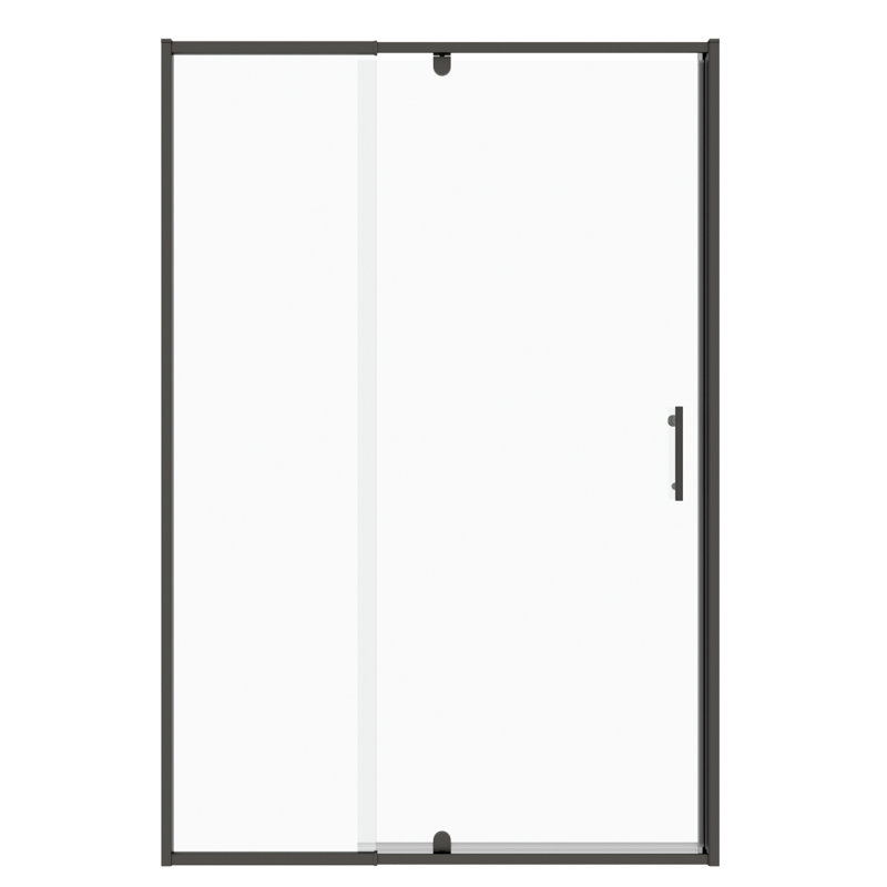 Pivot Swing Shower Enclosure - 44-48" Width, 71" Height, 1/4" Tempered Glass, Stainless Steel Handle, Magnetic Close, Leak X Door Swing, Black, Ss Closure, Leakage, Reversible