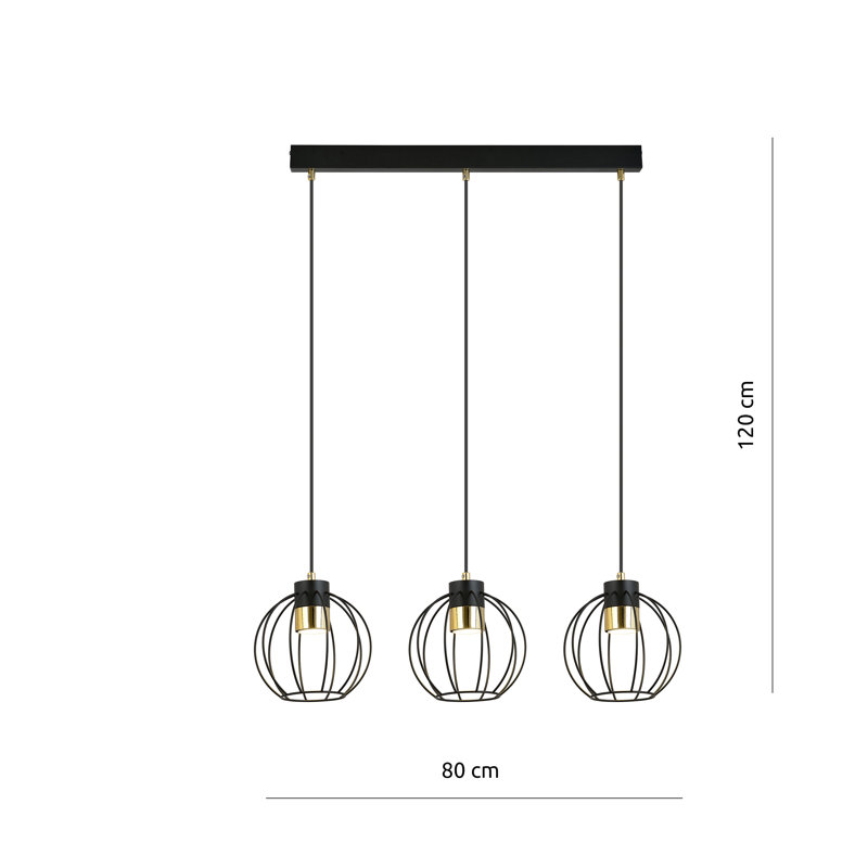 Aerolynn 3 - Light Kitchen Island Pendant, Black