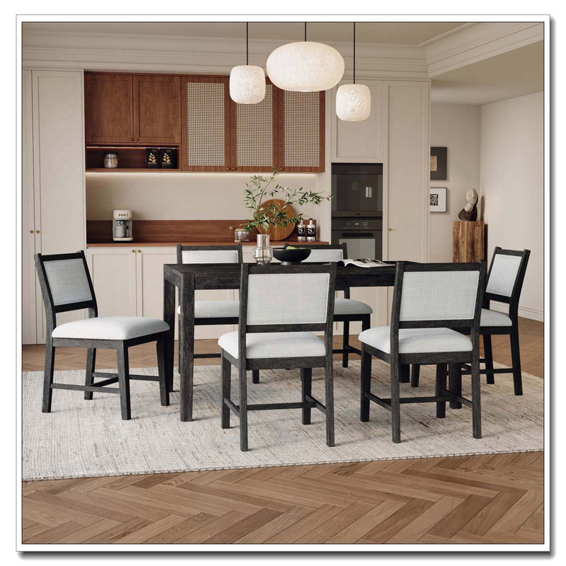 Ensemble de table de salle à manger 7 pièces pour 7 personnes, Espresso