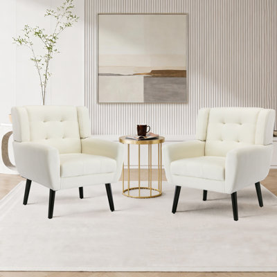 Tufted Upholstered Wide Back Armchair（Set of 2）