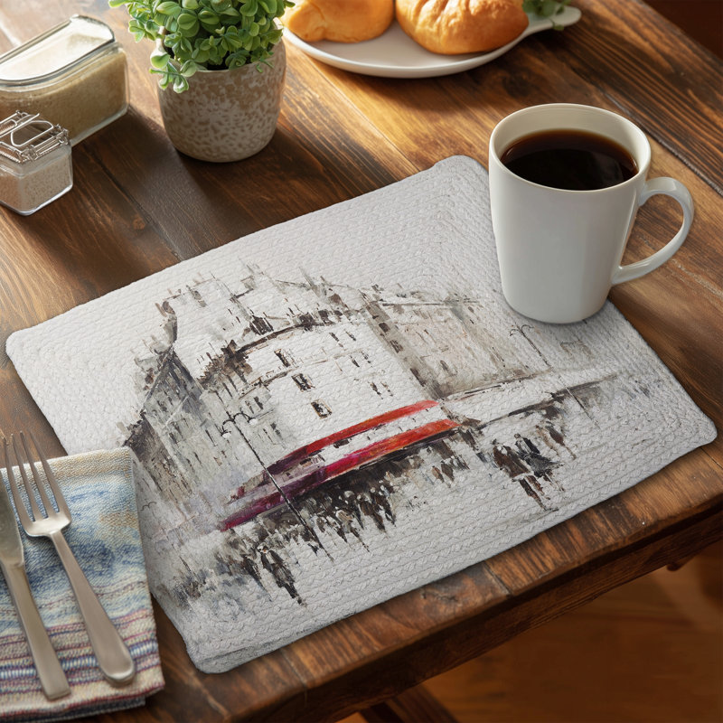 Modern White Street Scenery Braided Placemat - Home Decor
