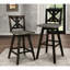 2 chaises pivotantes à 360 degrés de hauteur comptoir, en bois d'hévéa massif noir, 2 chaises rustiques Touch, pivotantes, en bois