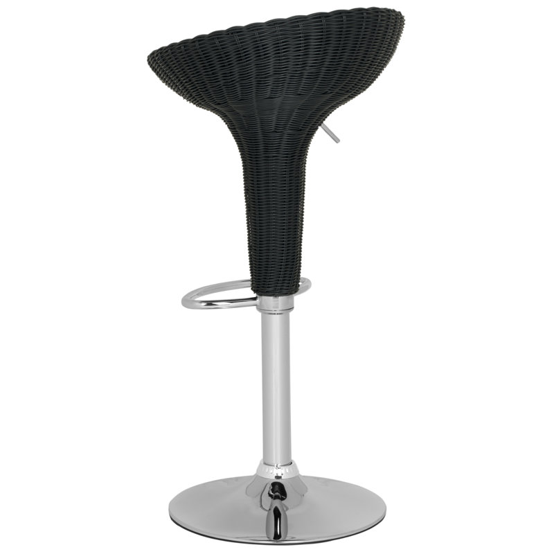 Zeba Swivel Adjustable Height Counter Stool with Metal Frame, Wicker Black