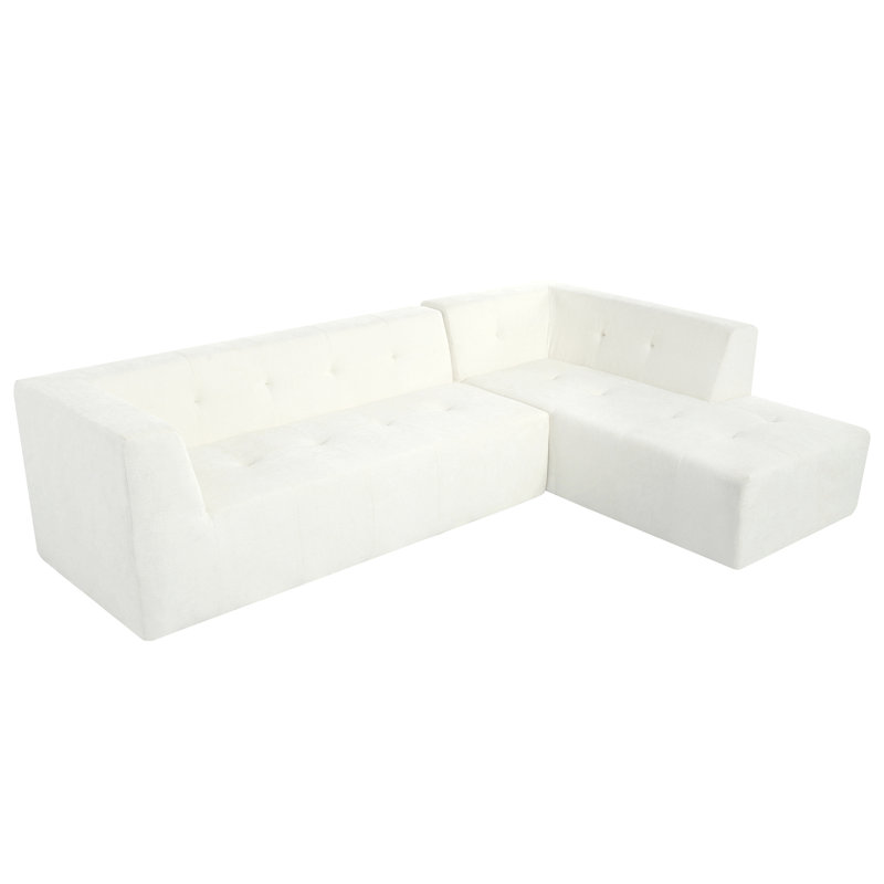 Jared Modular L-Shaped Sectional Sofa, Beige Chenille