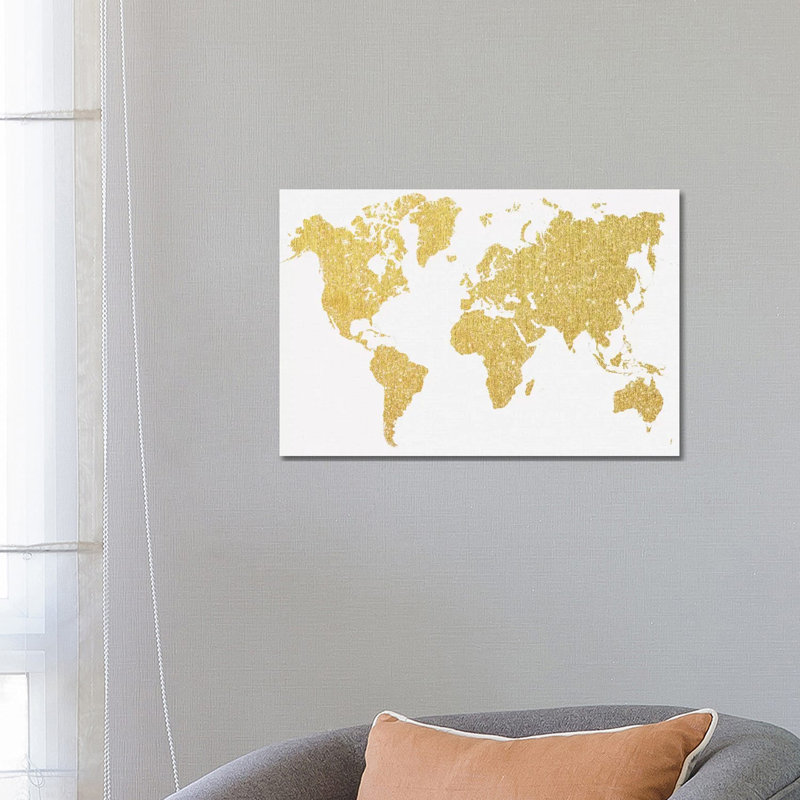 Gold Map- Gallery-Wrapped Canvas Giclée, 18" H x 26" W