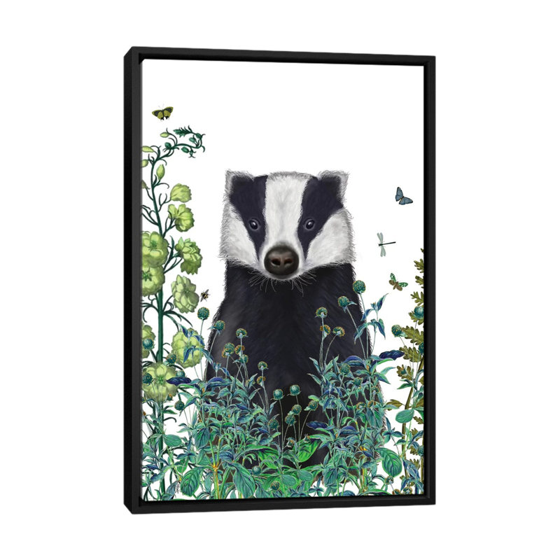 « badger minstrel ii », impression sur toile tendue, H 26 po x l 18 po x P 1,5 po, Toile avec cadre noir, Pas de tapis