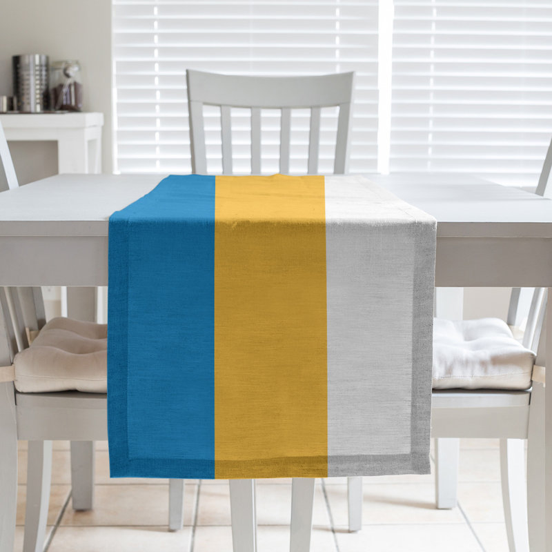 Chemin de table basket Oklahoma City, L 72 po x l 16 po, Bleu / Jaune / Blanc, Sergé de coton