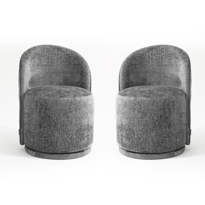 Upholstered Swivel Barrel Chair, Grey Chenille