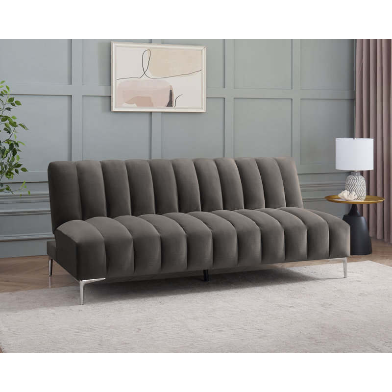 Decato Camille 3 Seater Sofa Bed in Velvety Fabric, Mink Grey Velvet