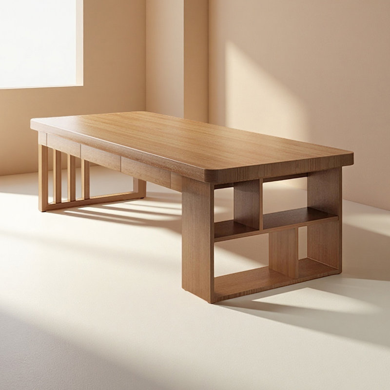 Grande table en bois massif avec tiroirs, H 29,53 po x l 86,61 po x P 35,43 po