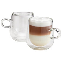 6x Latte Glasses Glass Coffee Mugs Tea Cup Clear Hot Chocolate Drink Set  300ml