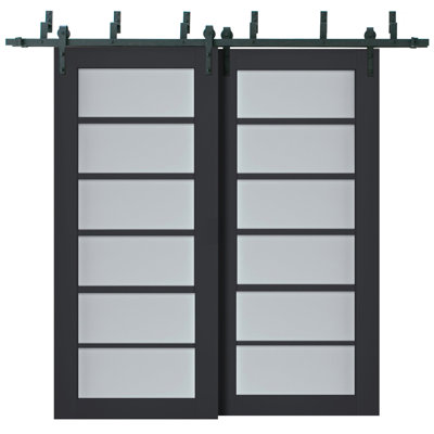 Veregio Frosted Glass Paneled Wood Sliding Closet Doors