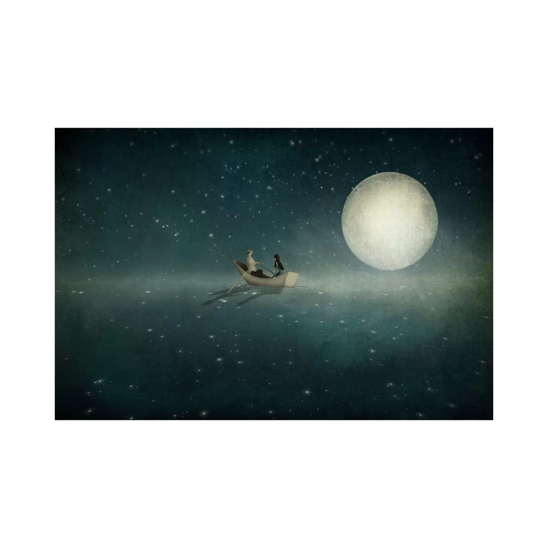 Moonlight by Majali - Wrapped Canvas Painting, 20.32 cm H x 30.48 cm W