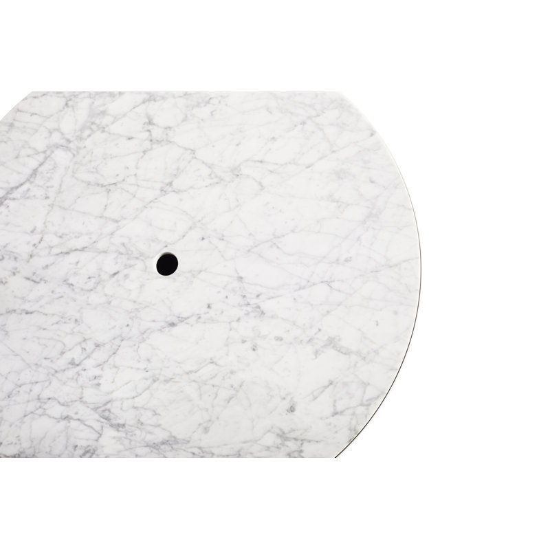 Plateau Marble Top End Table, White, White Marble, 14" H x 21" W x 21" D