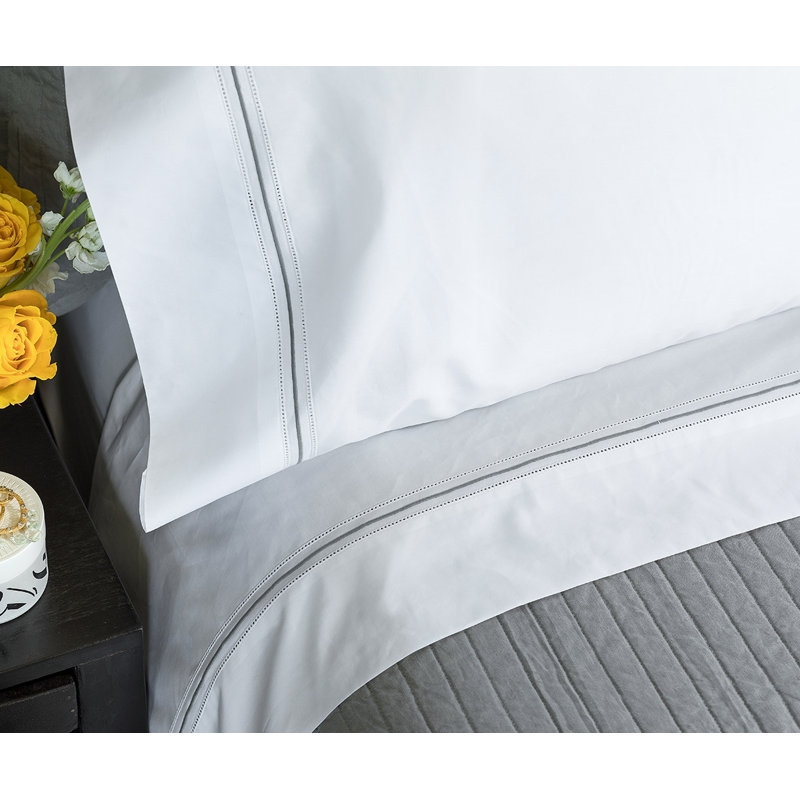 Bella Percale - Set of 2, King, Silver/White