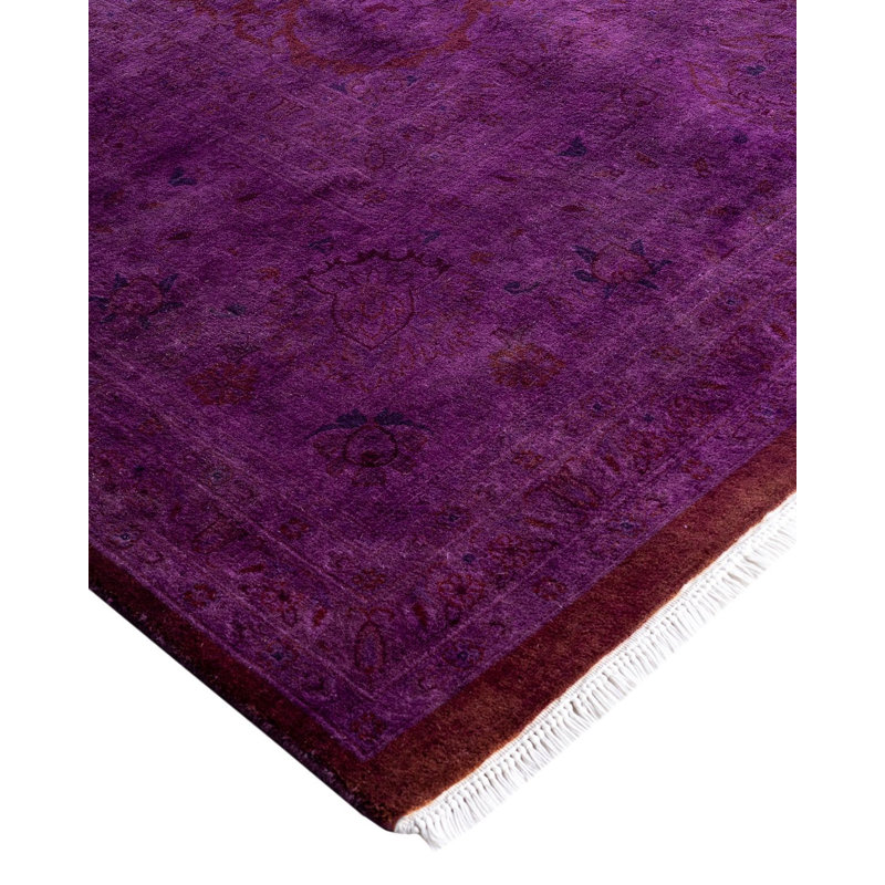 Tapis unique noué à la main Fine Vibrance - brun, 9 pi 1 po x 12 pi 5 po