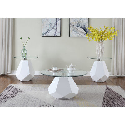 Aletheia 3 - Piece Glass Top Living Room Table Set