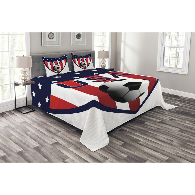 USA Bedspread Set with Shams, 220 x 264 cm
