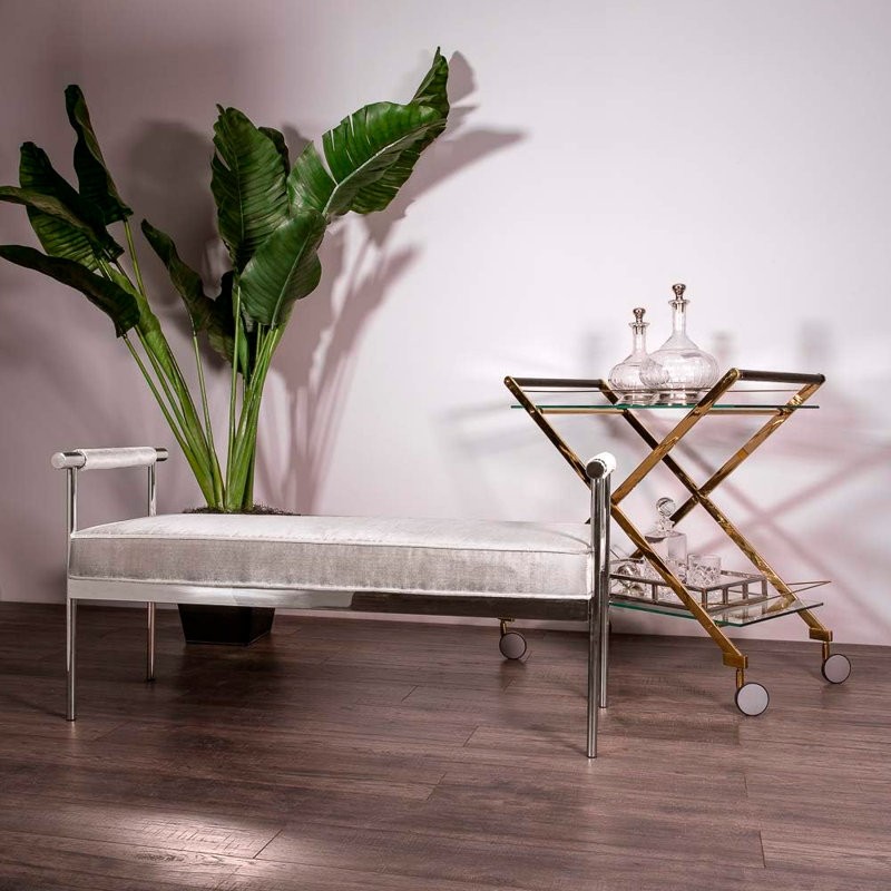 Banc en velours Ricquan, 25"H x 50"W x 20"D