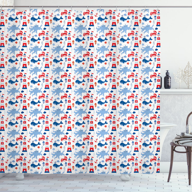 Shower Curtain with Hooks Included, 75" H x 69" W