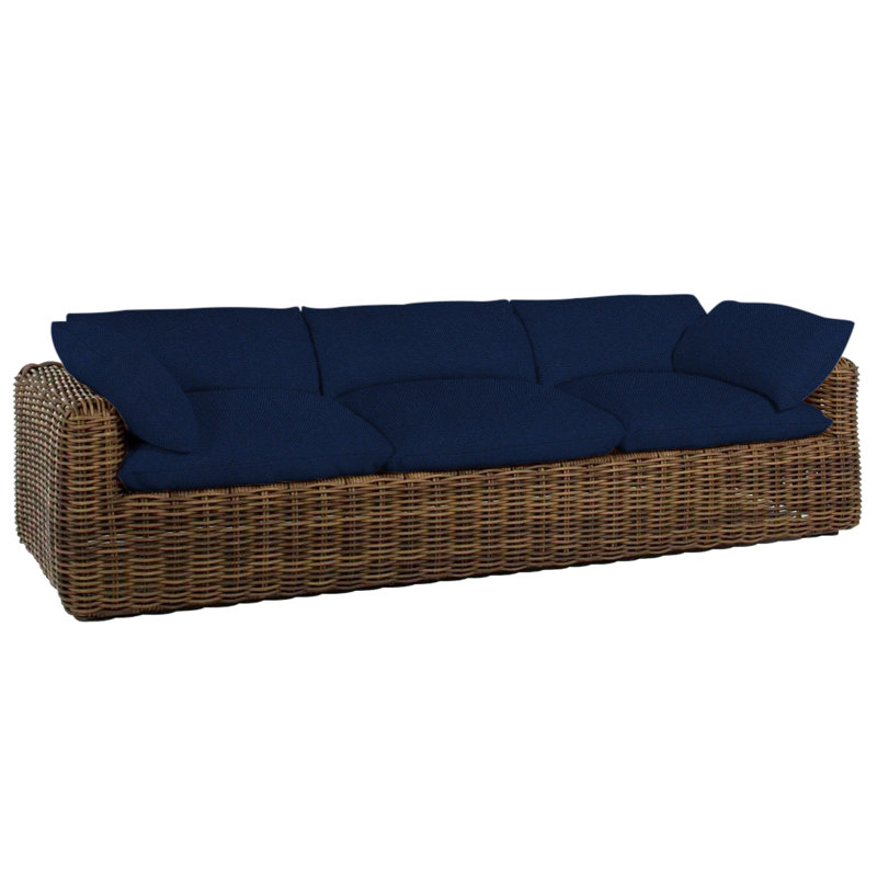 Canapé Montecito - Raphia, Pas de soudure, Raphia, Velours indigo