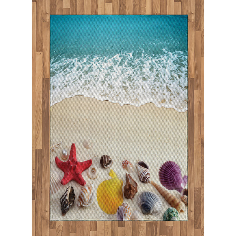 Beach High Density Long Fiber Poly Threads Decorative Area Rug Carpet, Rectangle 4' x 5'8"