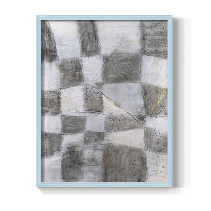 Rustic Textile II Framed Print - Solid Wood, 30" H x 24" W, Blue