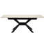 Modern Extendable Dining Table With Sintered Stone Tabletop And Geometric X-Frame Metal Spray-Painted Base, Rectangular Kitchen Table (1 Table)