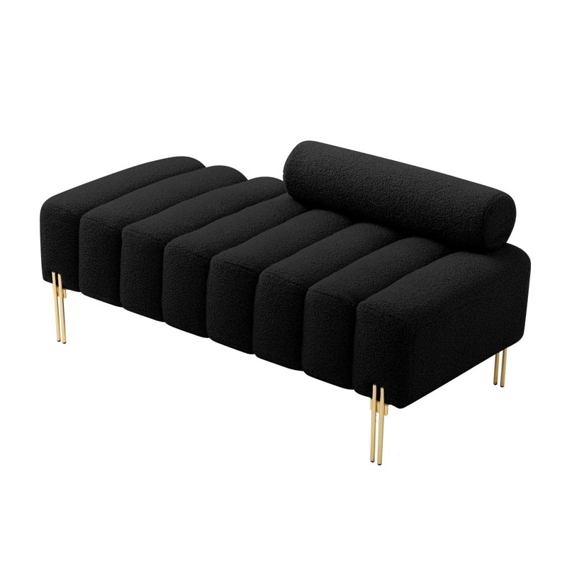 Banc rembourré en similicuir Tava, Noir