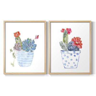 «Cactus and Succulent Blooms I», reproduction encadrée de qualité supérieure - prête à être accrochée - aucun clou requis - aucun clou requis